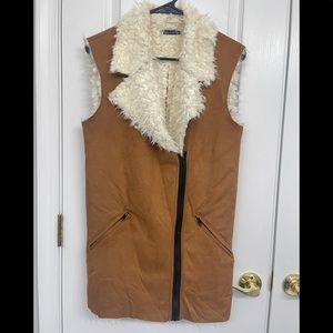 Brandy Melville Suede Shearling Vest